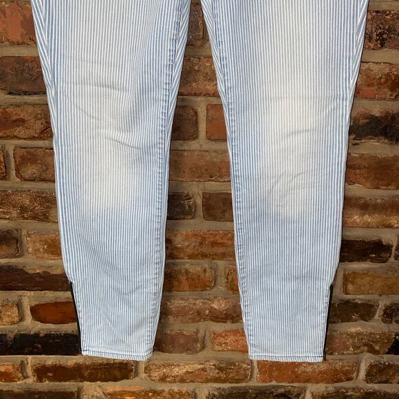 J. Crew Blue & White Pin Stripe Toothpick Zip Ankle Skinny Jeans Women's Size 29 - Picture 4 of 7